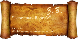 Zicherman Bennó névjegykártya